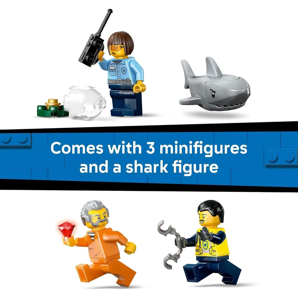 LEGO City Police Boat Chase Building Toy (60456) 264 Pieces 3 Minifigs + Shark - Picture 5 of 11